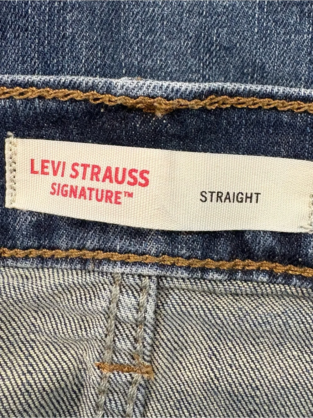 Levis Strauss Signature Mens Dark Denim Blue Jeans 38X32 Straight Leg